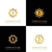 verzameling van logo eerste b met luxe mandala ornament voor bruiloft, spa, hotel, schoonheid zorg logo vector