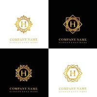 verzameling van logo eerste h met luxe mandala ornament voor bruiloft, spa, hotel, schoonheid zorg logo vector