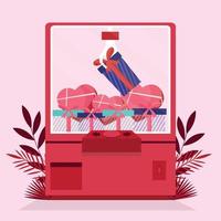 Valentijn liefde geschenk klauw machine vlak illustratie gemakkelijk zoet en elegant vector ontwerp