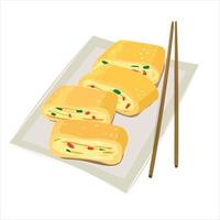 vector illustratie van Japans tamagoyaki. illustratie van voedsel van Aziatisch keuken