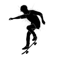 mannetje skateboarder aan het doen trucs Aan een bord. vector illustratie