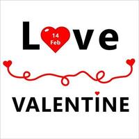 liefde Valentijn woord met hart, zoet Valentijnsdag dag woord vector