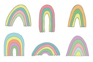 hand- getrokken pastel regenboog set. decoratief elementen voor groet kaart, kinderen en baby kleren afdrukken vector