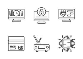 cyber aanval vector icoon reeks