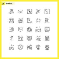 universeel icoon symbolen groep van 25 modern lijnen van spel biljart Product informatie vraag bewerkbare vector ontwerp elementen