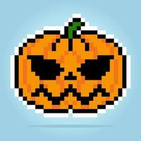 8 bit pixel van pompoen halloween. groenten voor game-items en kruissteekpatronen in vectorillustraties. vector