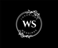 ws initialen brief bruiloft monogram logos sjabloon, hand- getrokken modern minimalistisch en bloemen Sjablonen voor uitnodiging kaarten, opslaan de datum, elegant identiteit. vector