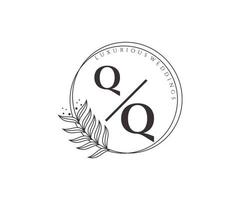 qq initialen brief bruiloft monogram logos sjabloon, hand- getrokken modern minimalistisch en bloemen Sjablonen voor uitnodiging kaarten, opslaan de datum, elegant identiteit. vector