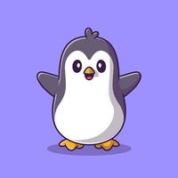 schattig gelukkig pinguïn tekenfilm vector icoon illustratie. dier natuur icoon concept geïsoleerd premie vector. vlak tekenfilm stijl