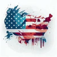 realistisch abstract vlag van Verenigde Staten van Amerika in de het formulier van een kaart van Amerika, onafhankelijkheid dag van de land, nationaal tradities vector