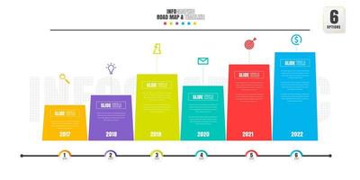 tijdlijn infographics ontwerp sjabloon met 6 opties, werkwijze diagram. vector