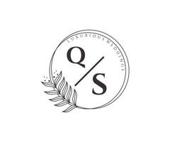 qs initialen brief bruiloft monogram logos sjabloon, hand- getrokken modern minimalistisch en bloemen Sjablonen voor uitnodiging kaarten, opslaan de datum, elegant identiteit. vector