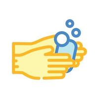 het wassen hand- met zeep kleur icoon vector illustratie