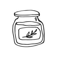 single hand- getrokken element pot met jam voor nieuw jaar of herfst groet kaarten, affiches, stickers en seizoensgebonden ontwerp. geïsoleerd Aan wit achtergrond. tekening vector illustratie.