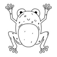 grappig kikker in hand- getrokken tekening stijl. schattig dier. kleur bladzijde werkzaamheid. geïsoleerd Aan wit achtergrond. vector