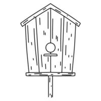 vogelhuisje in hand- getrokken tekening stijl. geïsoleerd Aan wit achtergrond. voorjaar seizoen. vector