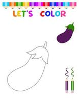 kleur boek met een aubergine.a puzzel spel voor kinderen onderwijs en buitenshuis activiteiten vector