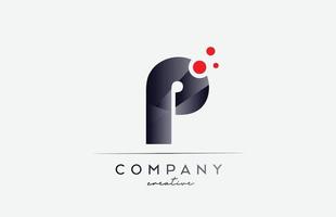 p alfabet brief logo icoon met grijs kleur en rood punt. ontwerp geschikt voor een bedrijf of bedrijf vector