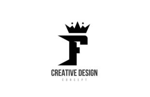 f zwart en wit alfabet brief logo icoon ontwerp met koning kroon en stekels. sjabloon voor bedrijf en bedrijf vector