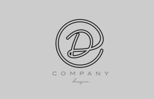 zwart en grijs d alfabet brief logo icoon ontwerp met lijn. handgeschreven sjabloon voor bedrijf en bedrijf vector