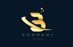 goud gouden b alfabet brief logo icoon ontwerp. creatief sjabloon voor bedrijf en bedrijf met swoosh vector