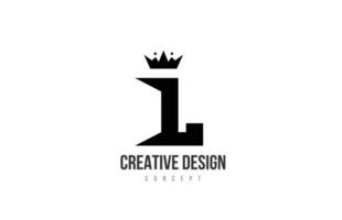 l zwart en wit alfabet brief logo icoon ontwerp met koning kroon en stekels. sjabloon voor bedrijf en bedrijf vector