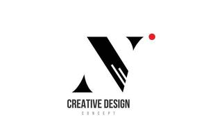 rood punt n alfabet brief logo icoon. zwart en wit creatief sjabloon voor een bedrijf of bedrijf vector
