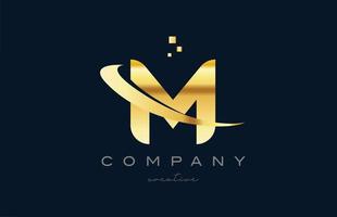 goud gouden m alfabet brief logo icoon ontwerp. creatief sjabloon voor bedrijf en bedrijf met swoosh vector