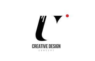 rood punt u alfabet brief logo icoon. zwart en wit creatief sjabloon voor een bedrijf of bedrijf vector