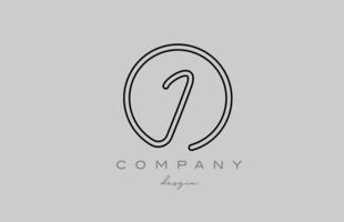 zwart en grijs ik alfabet brief logo icoon ontwerp met lijn. handgeschreven sjabloon voor bedrijf en bedrijf vector