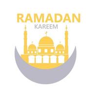 illustratie van een moskee in achtergrond Ramadan kareem.halve maan Islamitisch met moskee voor Ramadan kareem en eid mubarak. vector