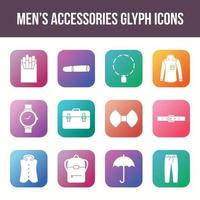 uniek Mannen accessoires vector glyph icoon reeks