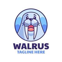 gelukkig walrus tekenfilm logo ontwerp vector