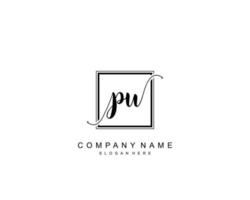 eerste pu schoonheid monogram en elegant logo ontwerp, handschrift logo van eerste handtekening, bruiloft, mode, bloemen en botanisch met creatief sjabloon. vector