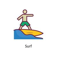 surfen vector gevulde schets icoon ontwerp illustratie. vakantie symbool Aan wit achtergrond eps 10 het dossier