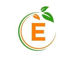 brief e eco logo concept met blad symbool vector