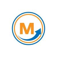 brief m financieel logo bedrijf logotype met groei pijl sjabloon vector