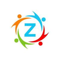 brief z liefdadigheid logo sjabloon. eerste eenheid fundament menselijk logo teken. eenheid team werk logo ontwerp vector