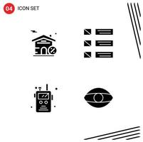 4 creatief pictogrammen modern tekens en symbolen van gebouw radio zendontvanger ontwerp lijst brand bewerkbare vector ontwerp elementen