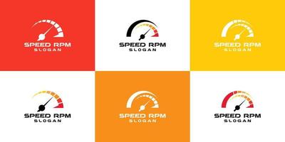 snelheidsmeter logo ontwerp verzameling, snelheid, sport, werkplaats vector