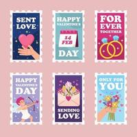 schattig Valentijn postzegel sticker verzameling vector