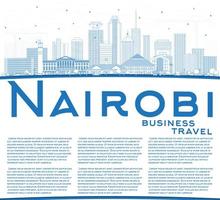 schets nairobi Kenia stad horizon met blauw gebouwen en kopiëren ruimte. vector