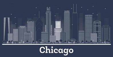 schets chicago Illinois stad horizon met wit gebouwen. vector