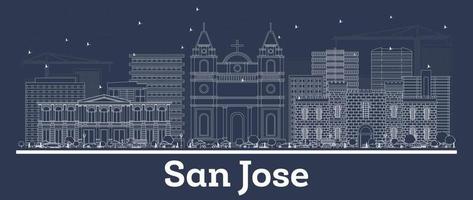 schets san Jose costa rica stad horizon met wit gebouwen. vector