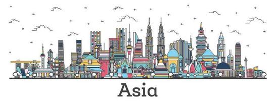 Aziatisch landschap. schets kleur beroemd oriëntatiepunten in Azië. vector