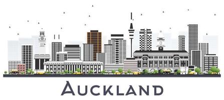 Auckland nieuw Zeeland stad horizon met grijs gebouwen geïsoleerd Aan wit. vector
