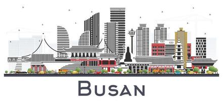 Busan zuiden Korea stad horizon met kleur gebouwen geïsoleerd Aan wit. vector