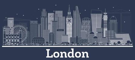 schets Londen Engeland stad horizon met wit gebouwen. vector