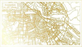 Amsterdam Holland stad kaart in retro stijl in gouden kleur. schets kaart. vector