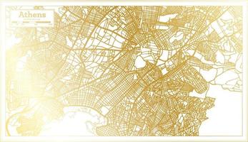 Athene Griekenland stad kaart in retro stijl in gouden kleur. schets kaart. vector